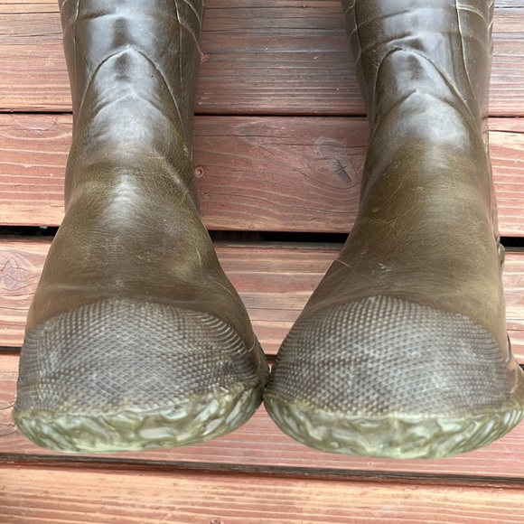 Vintage L.L. Bean Rubber Boots  Rain Boots Tall Olive Green Size 12 - Picture 13 of 14